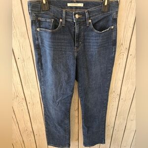 Levis Womens Size 28 Classic Straight Jeans Mid-Rise Dark Wash Blue Denim